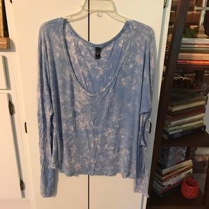 Blue and White Tie Dye Top